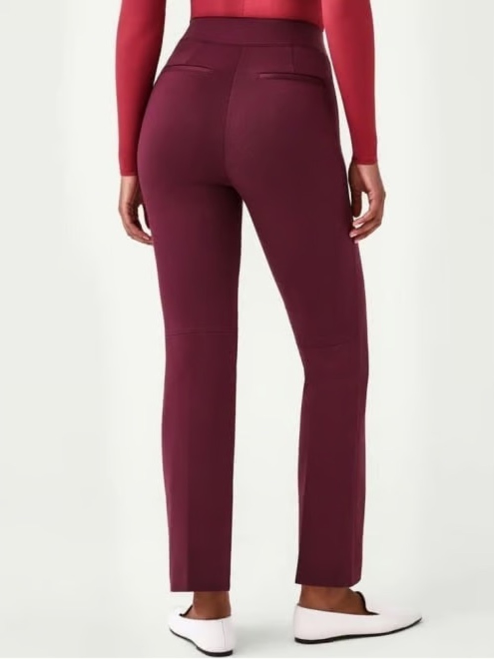 NWT Spanx Perfect Pant Kick Flare High Rise Chianti Large Tall - Picture 2 of 8